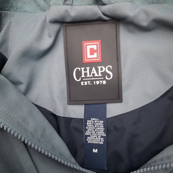 Chaps Men's Size Medium Blue Lined Jacket with Hood Hidden in Collar - Picture 2 of 13